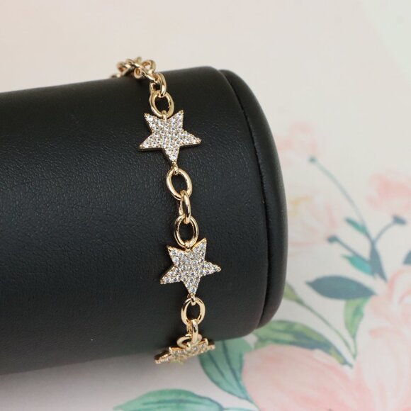 "Rose Gold Plated Star Charm Bracelet with Adjustable Chain, XPBL0915 - Picture 7 of 13